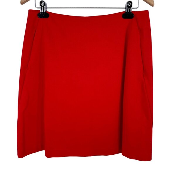 Cabi Womens red knee length pencil skirt size 10 back zipper closure pockets - Picture 2 of 10